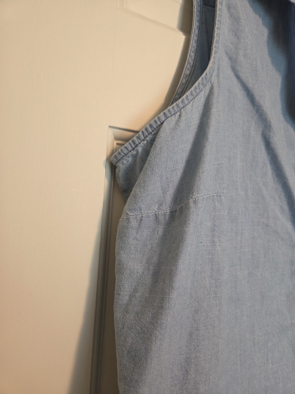 J. Crew Sleeveless Chambray Button-Front Shirt - Light Blue Size 2X - Picture 4 of 10